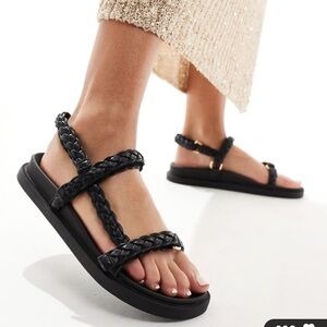 London Rebel Braided Leather Sandals